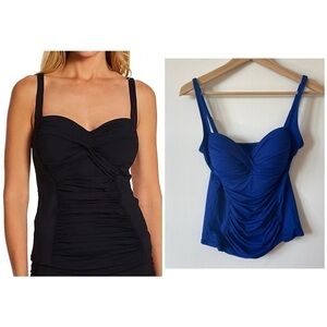 La Blanca Blue Island Goddess Twist Bandeaukini Swimsuit Top Tank 8